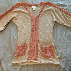 Soft Surroundings Linen Blend Open Knit Sweater XS‎